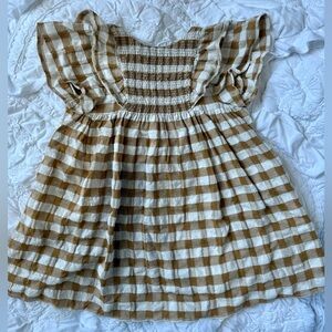 Zara Kids Brown and White gingham dress